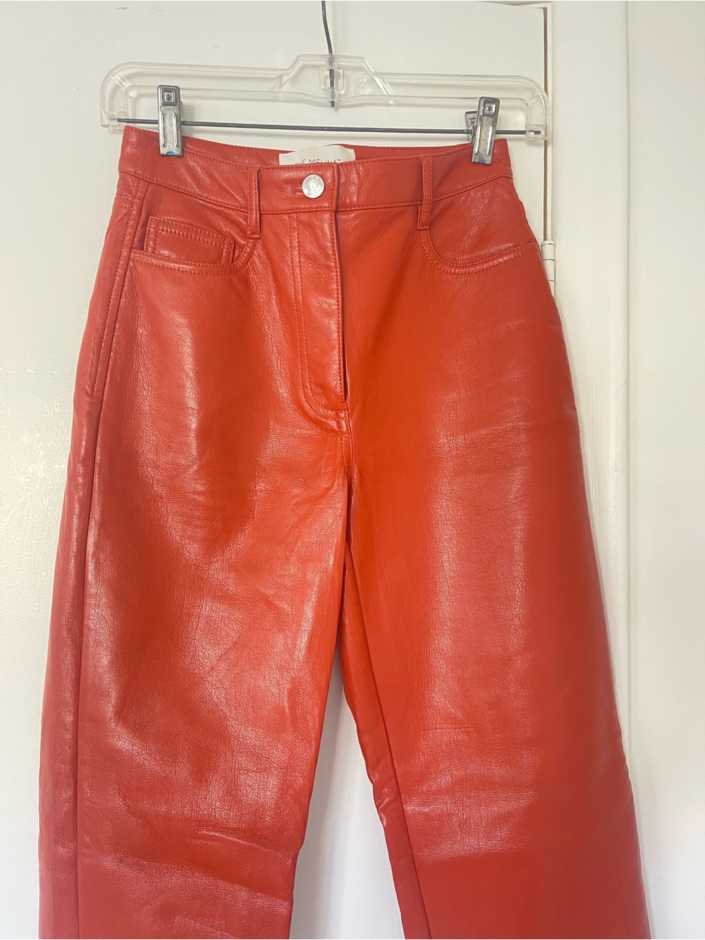 Aritzia Wilfred Melina Straight Leg High Waisted Leather Pants - Picture 3 of 5